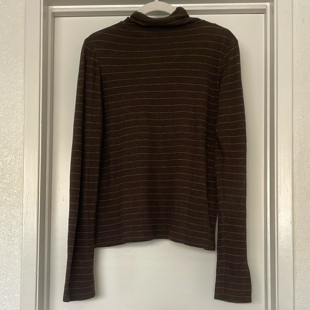Brown Striped Longsleeve Turtleneck Sweater Women's L
